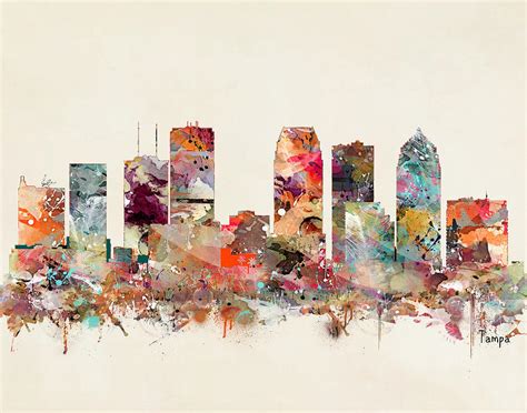 Tampa Florida Skyline Painting By Bri Buckley Pixels