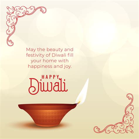 Beautiful Diwali Wishes Greeting With Diya Download Free Vector Art