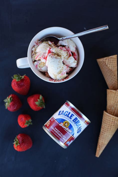Combine sweetened condensed milk and vanilla extract. eagle brand homemade ice cream