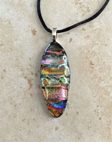 Vibrant Fused Dichroic Glass Pendant Radiant Jewel Tone Ooak Jewel Tone Colors Jewel Tones