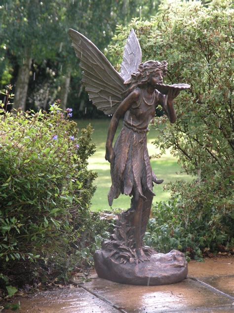 Fairy Standing Large Garden Sculpture Cast Resin Garden Ornament Bronze