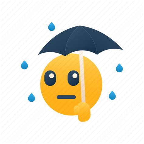 Rain Emoji Expression Feeling Emotional Raindrop Umbrella Icon