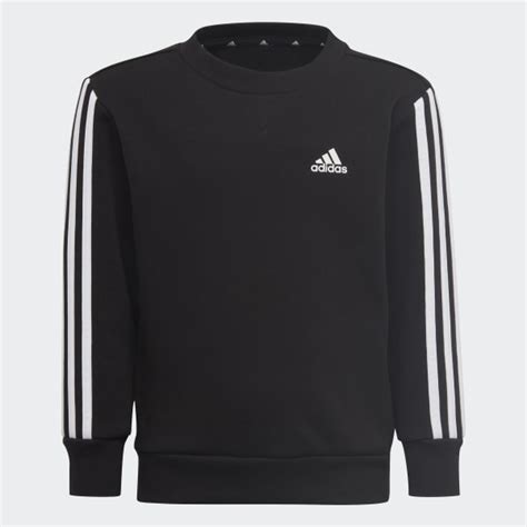 Adidas Essentials Stripes Crewneck Sweatshirt Black Adidas Uk