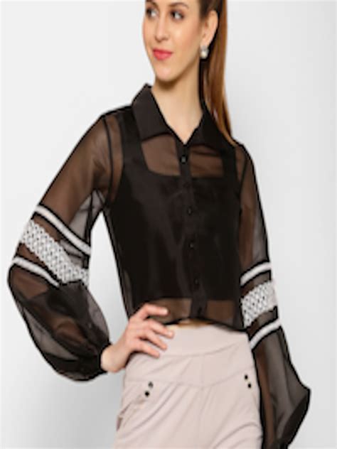 Buy Kassually Women Black And White Regular Fit Solid Casual Shirt
