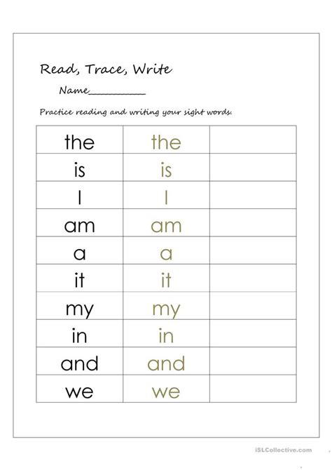 Read Trace And Write Sight Words Worksheet Free Esl Printable