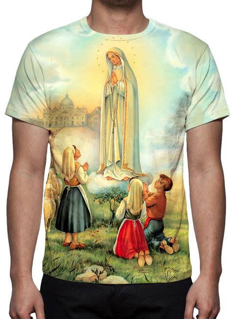 Camiseta Nossa Senhora De Fátima Estampa Total Elo7