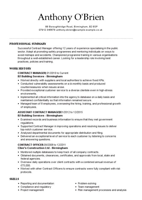 The Best Contract Manager Cv Examples Myperfectcv