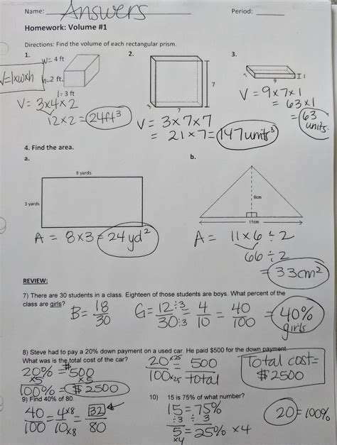 Unit 11 Volume And Surface Area Homework 6 Answer Key To Find The
