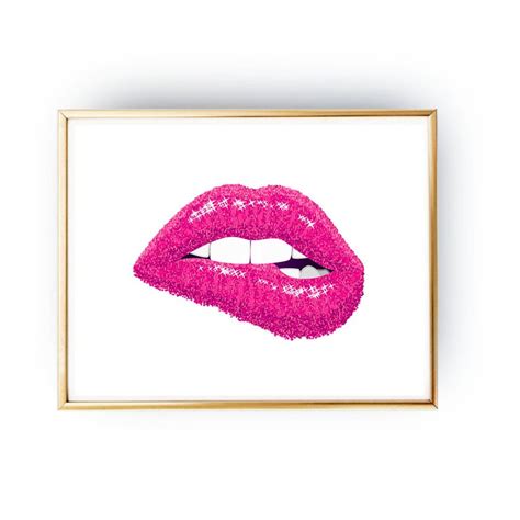 pink lips print fashion wall art sparkle lips poster etsy canada