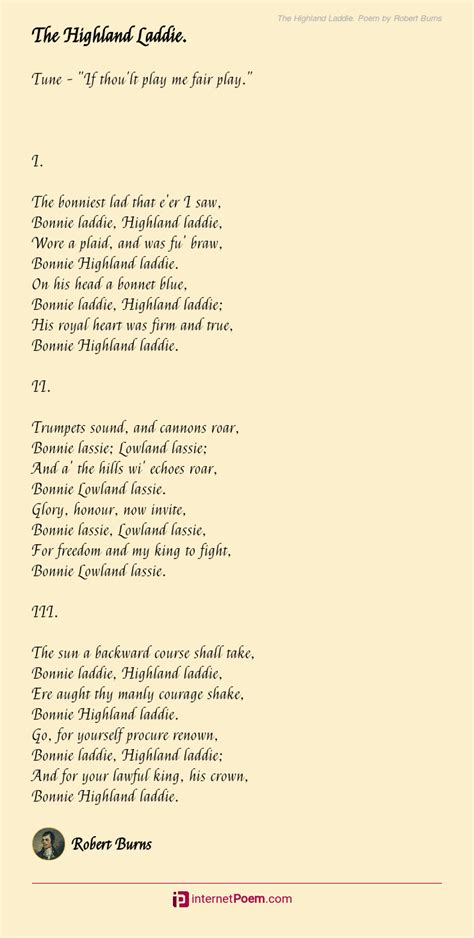 The Highland Laddie Poem By Robert Burns