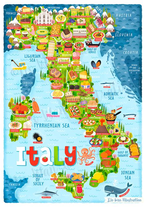 Italy Food Map Illustration Behance