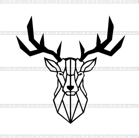 Geometric Deer Head Stag Doe Animal Detailed Outline Etsy
