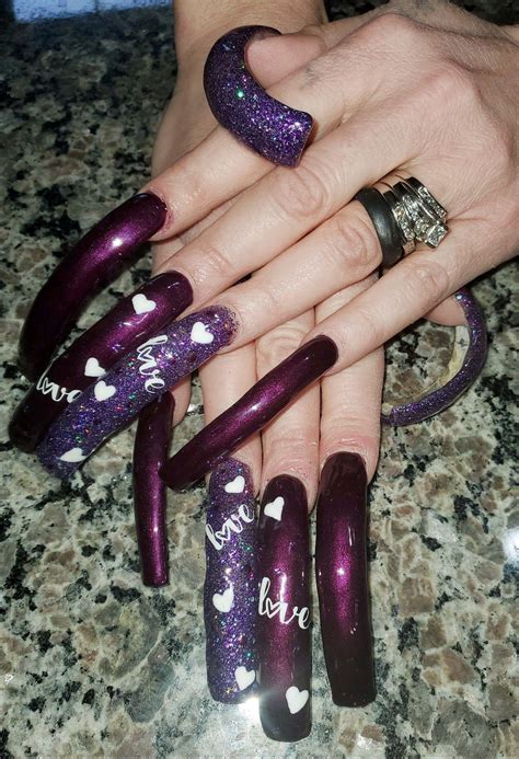 Long Purple Nails In 2020 Purple Nails Long Fingernails Perfect Nails