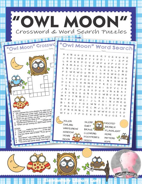 Owl Moon Activities Yolen Crossword Puzzle And Word