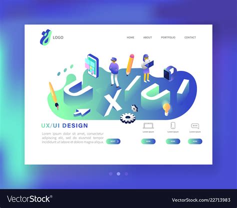 Ux And Ui Design Landing Page Template Mobile Vector Image