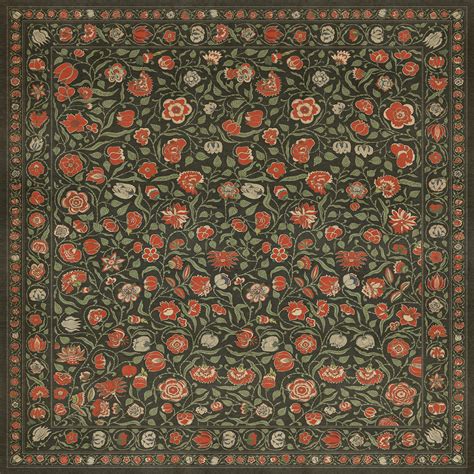 English Garden Rose Vinyl Floor Cloth Custom Furniture
