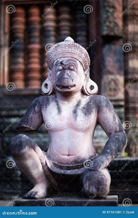 Statue Of Hanuman In Banteay Srey Temple Cambodia Stock Image Image