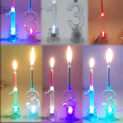 Threaded Candle With Glowing Numbers Flash Birthday Candle Cake