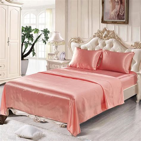 pure satin silk bedding set queen twin size 4pcs home textile king size bed set bedclothes
