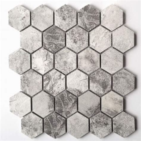 Storm Grey Matte Tru Stone 2x2 Hexagon Mosaic Backsplash Tiles