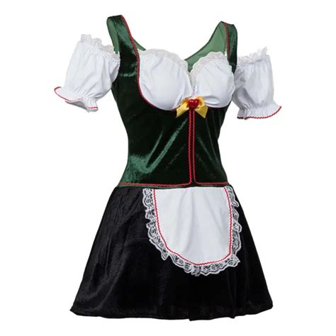 Women Beer Girl Oktoberfest Bavarian Dirndl Costume Lace Trim Ruffled Maid Dress 3134 Picclick