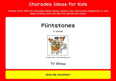 Charades Ideas Generator For Kids Charades For Kids