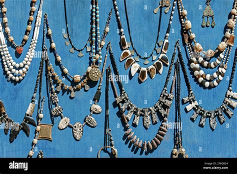 Handmade Necklace Jewellery At Market In Morocco Stock Photo Alamy