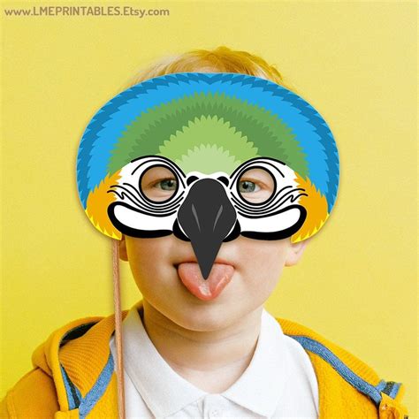 Halloween Macaw Parrot Bird Mask Printable Costume Carnival Etsy In