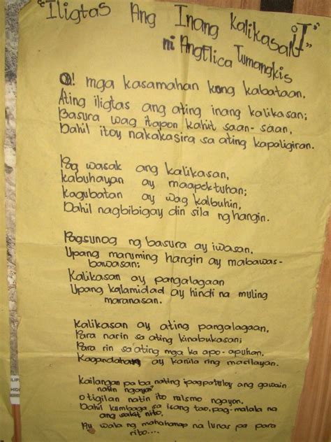 Spoken Word Poetry Tagalog Kalikasan Song Lyrics