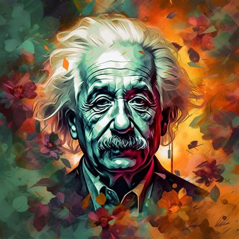 Un Ritratto Colorato Di Albert Einstein Mostrato In Un Dipinto Colorato