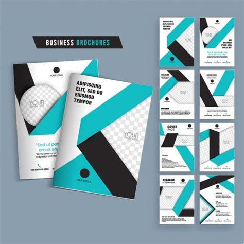 Premium Vector Business Brochures With Blue And Black Shapes