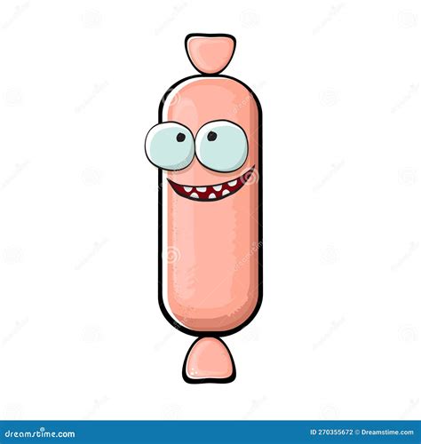 Cartoon Sausage Characters Isolated On White Background Funky Meat