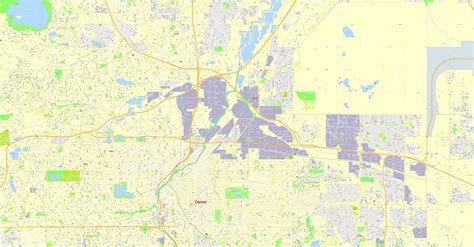 Denver Printable Map Colorado Us Exact Vector Street G View Plan