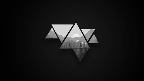 Minimalistic Mountains Black And White Version Hd Wallpaper