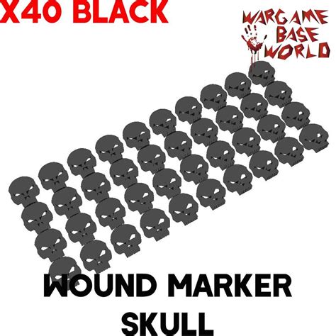 Wargame Base World Wound Markers Black Acrylic Skulls