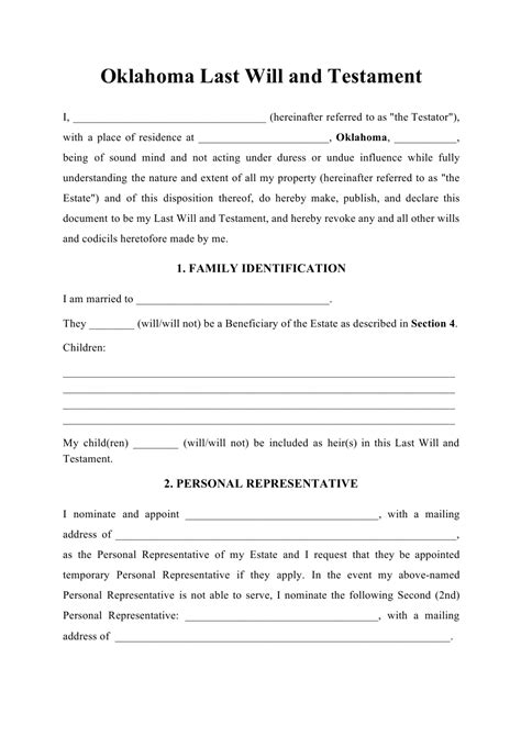 How to make a will? Oklahoma Last Will and Testament Download Printable PDF | Templateroller