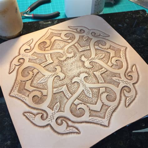 Kazakhsha Styled Wallet In Progress Leather Carving Leather Art