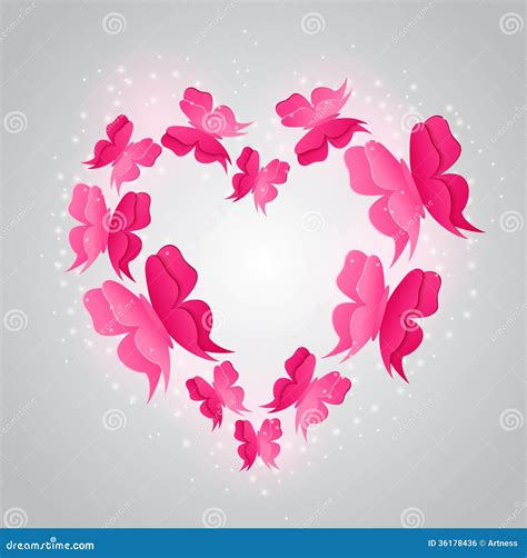 Heart And Pink Butterflies Royalty Free Stock Image Image 36178436