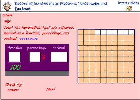 Recording Hundredths As Fractions Decimals And Percentages