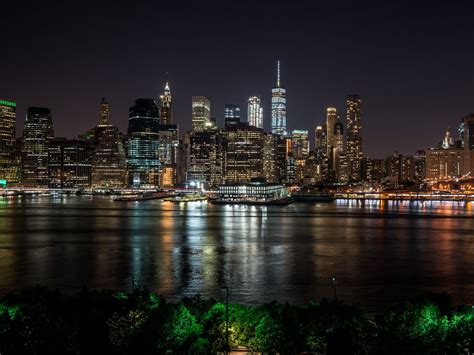 Download Wallpaper 1024x768 New York Usa Night City Panorama