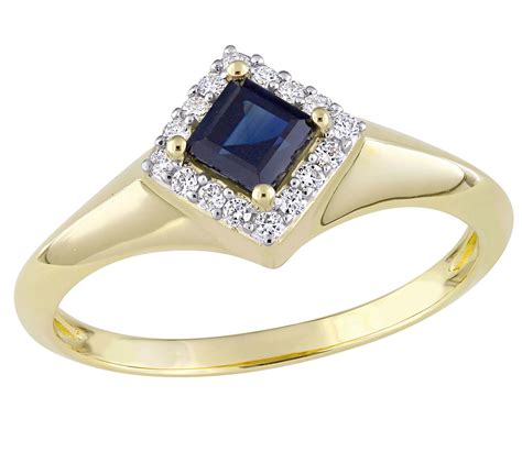14k Gold Princess Cut Sapphire And Diamond Halo Ring