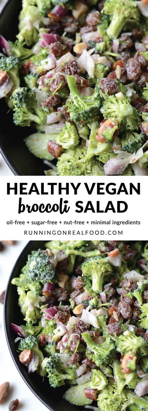 1 red delicious apple, cored and sliced (to decorate). Vegan Broccoli Salad with Raisins and Almonds | oil-free ...