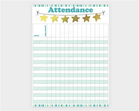 girl scout attendance tracker for troop leaders it s perfect to keep in your binder just