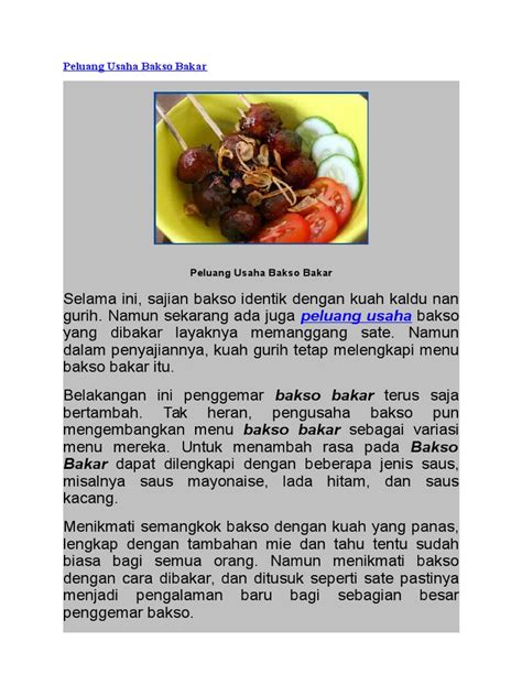 Kebanyakan orang yang membuat proposal ini adalah anak sekolah. Contoh Proposal Usaha Makanan Bakso Bakar - Berbagi Contoh Proposal