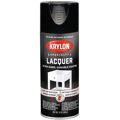 Krylon K07030 Lacquer Spray Paint Gloss Black 12 Ounce Aerosol