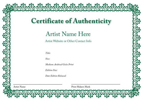 Photography Certificate Of Authenticity Template New Letter Of