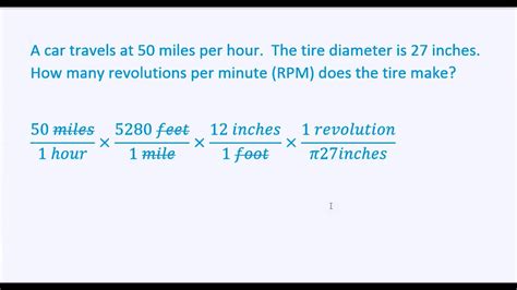 Conversions Miles Per Hour To Revolutions Per Minute Youtube