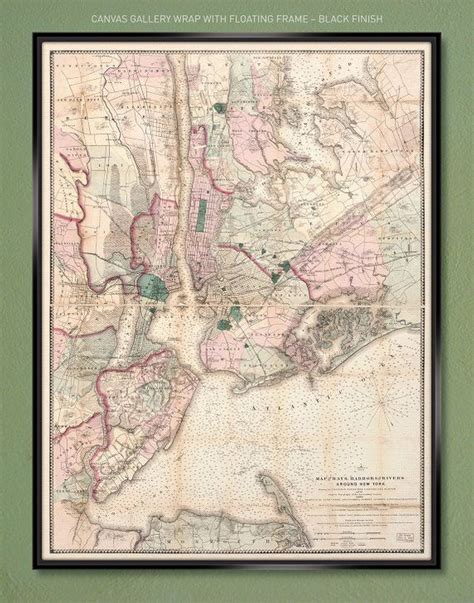 Map Of The Bays Harbors And Rivers Around New York 1866 Etsy Artist