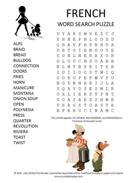 French Word Search Puzzle Puzzles To Play