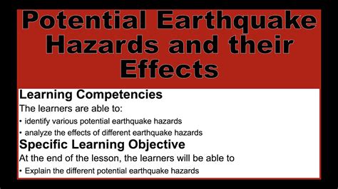 Potential Earthquake Hazards And Their Effects Disaster Risk